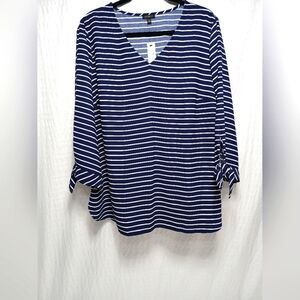 Talbots Ladies V Neck 3/4 Sleeve Blouse. Size XL NWT